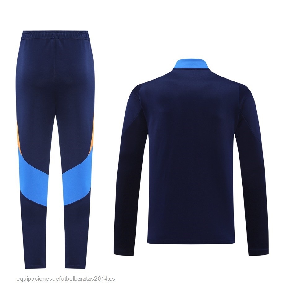 Nuevo Conjunto Completo Ropa Deportiva Con Cremallera Larga Juventus 24/25 Azul Marino Naranja Baratas